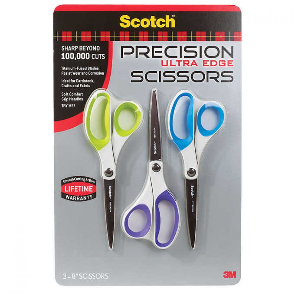 3M Scotch Precision Ultra Edge 8" Scissor, 3-count