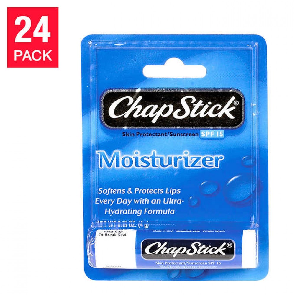 ChapStick SPF 15 Moisturizing Lip Balm, 24-count