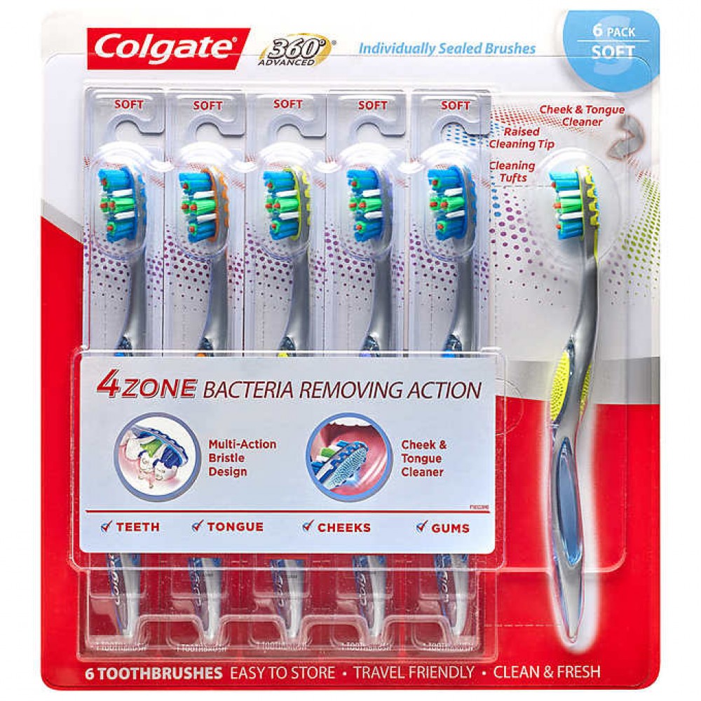 Colgate Total Advanced 4 Zone Toothbrush, 6-pack