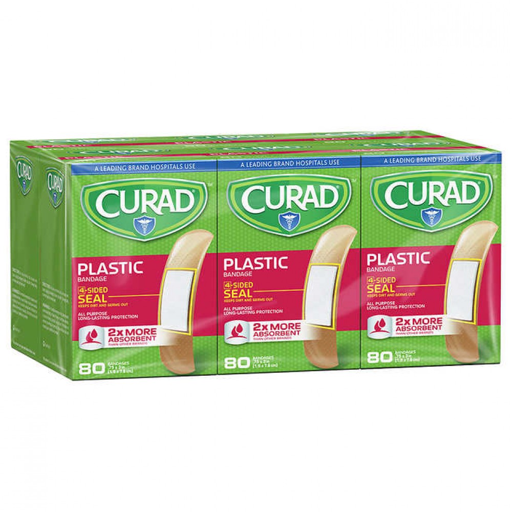 Curad Plastic Adhesive Bandages, 80 Bandages, 6-count