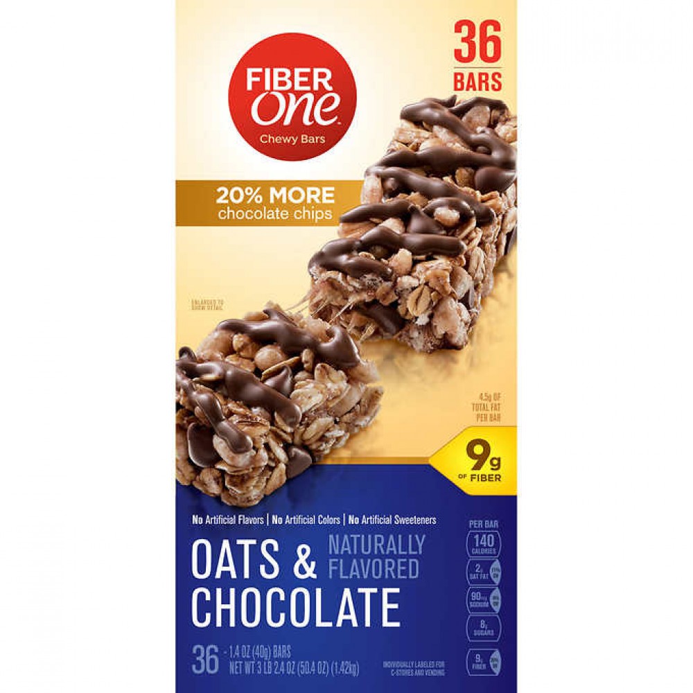 Fiber One Oats & Chocolate Bars 1.4 oz, 36-count