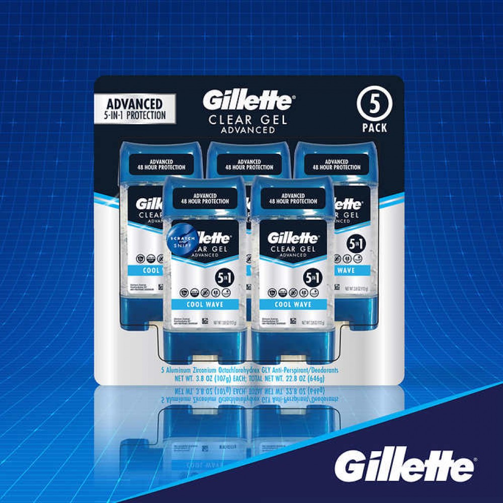 Gillette Advanced Clear Gel Antiperspirant 3.8 oz., 5-count