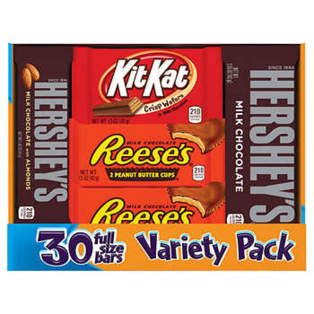Hershey's Chocolate Bars Variety Pack, 30-count