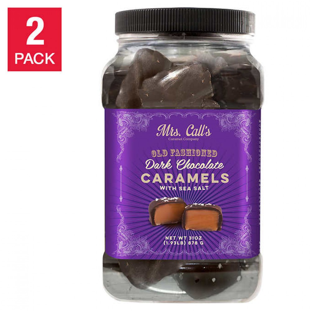 Mrs. Call's Old Fashioned Dark Chocolate Caramels with Sea Salt 31 oz, 2-count
