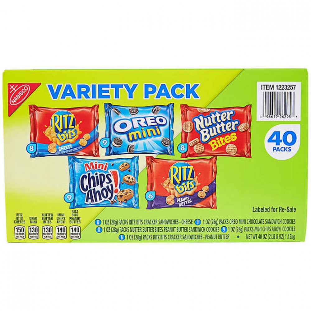 Nabisco Cookie & Cracker Variety Pack, 1 oz, 40-count