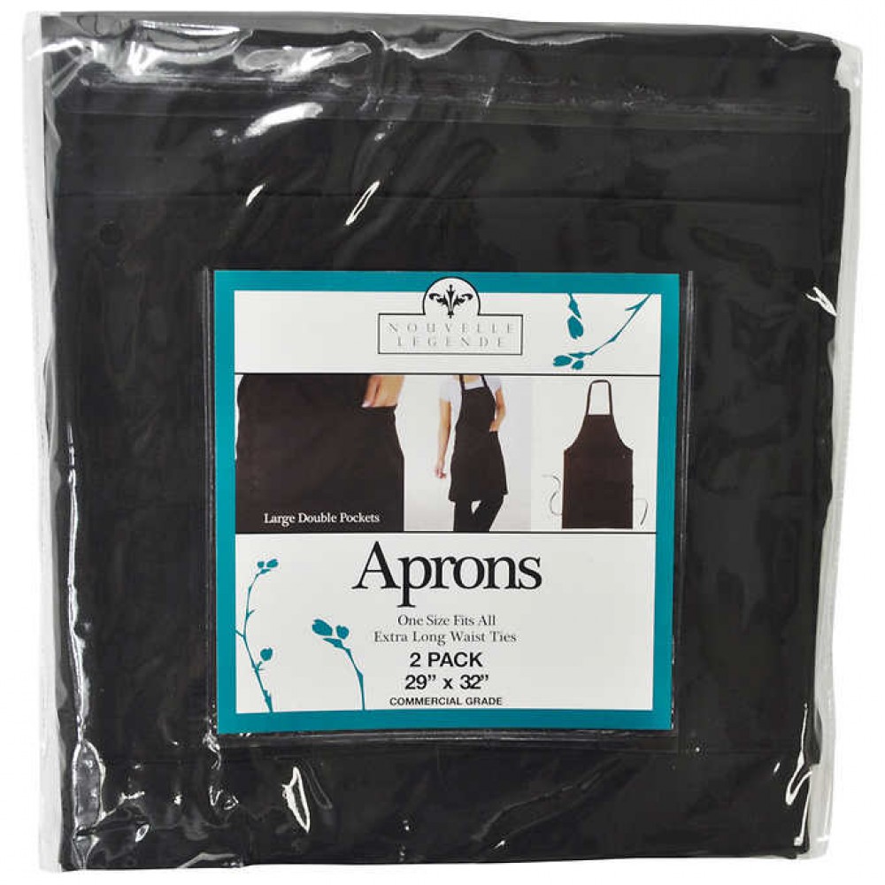 Nouvelle Legende Commercial Grade Chef's Apron, Black, 2-count (NL2BK)