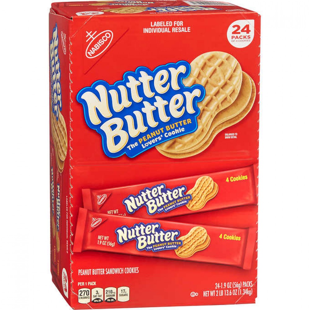 Nutter Butter Cookies, 1.9 oz, 24-count