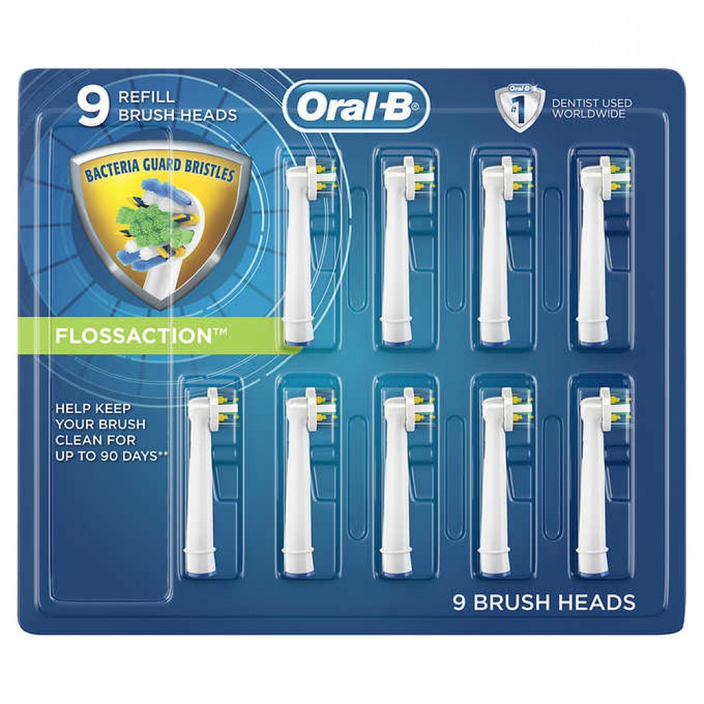 Oral B Floss Action Replacement Brush Heads, 9-count