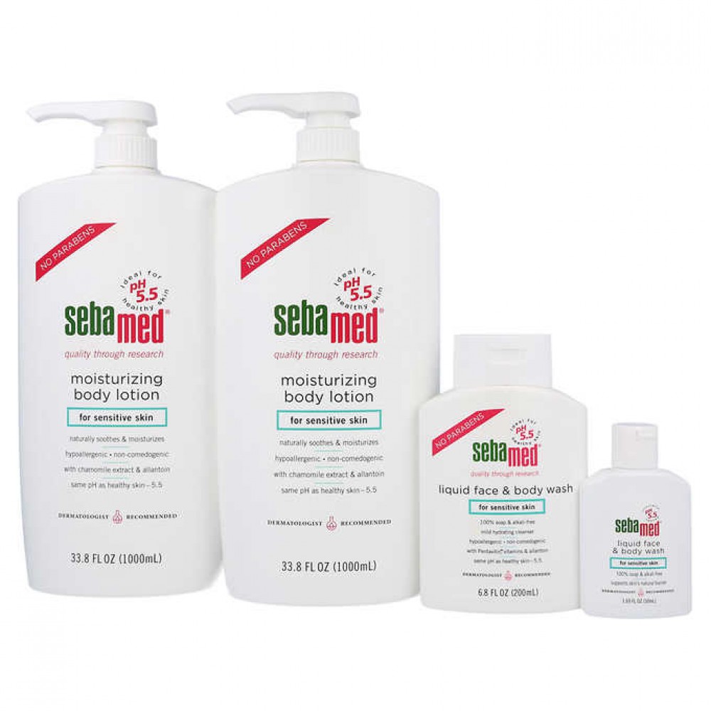 Sebamed Moisturizing Body Lotion with Face & Body Wash and Travel Wash