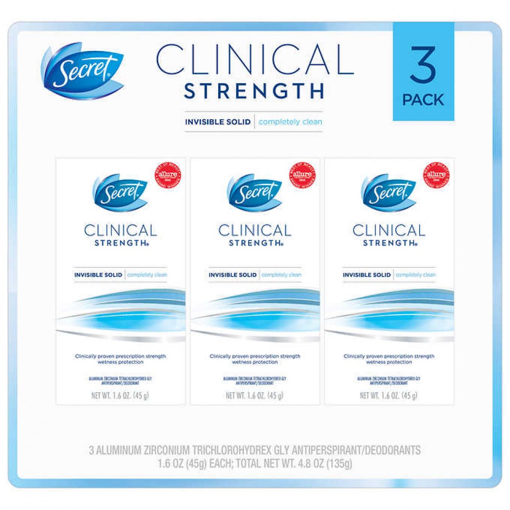 Secret Clinical Strength Invisible Solid Antiperspirant 1.6 ounce, 3-pack