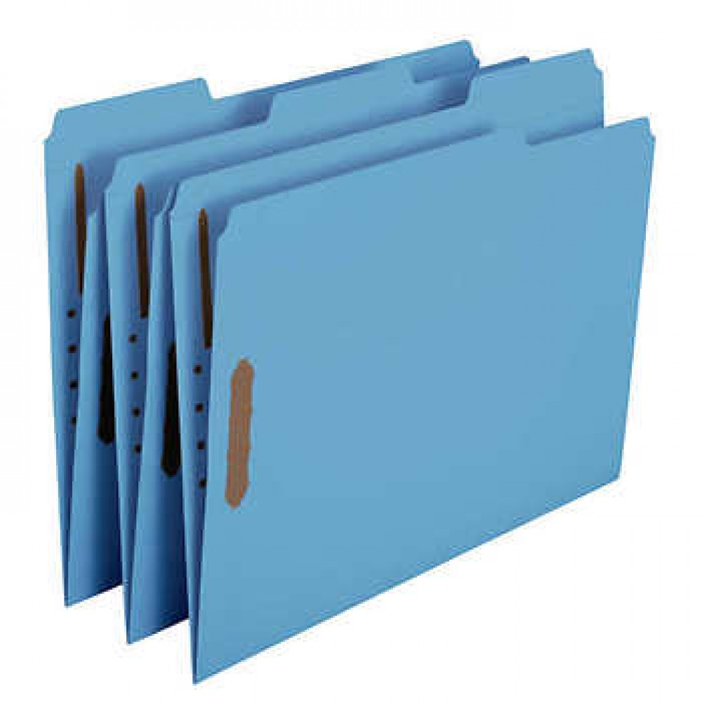 Smead 2-Fastener File Folder, Reinforced 1/3-Cut, Letter, Blue, 50-count