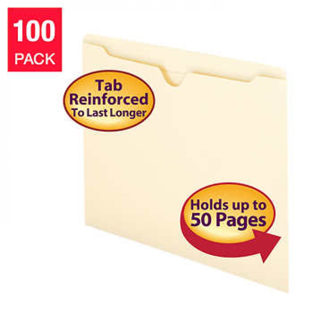 Smead File Jacket, Flat-No Expansion, Letter, Manila, 100-count