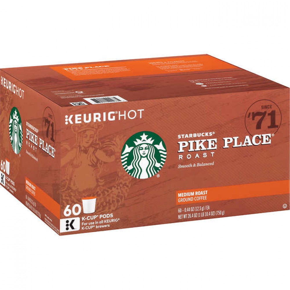 Starbucks Pike Place Coffee, Medium, 60 K-Cup Pods